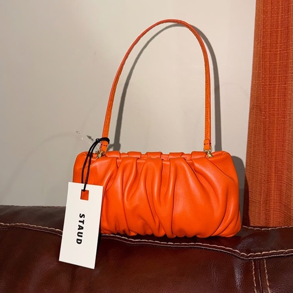 STAUD Handbags - ‼️ NEW Staud Orange Leather Bean Shoulder Bag